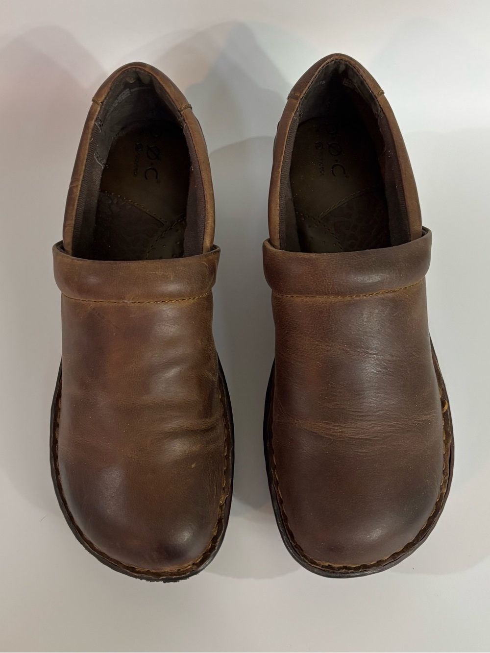 b.o.c. PEGGY Leather Clogs Mules // Women's 9 // Oiled Chocolate Brown